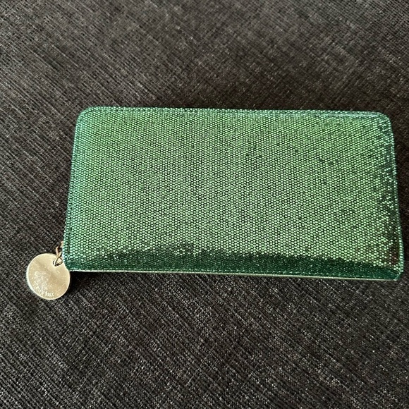 Deux Lux Green Sparkle Zip Around Wallet - Picture 2 of 8